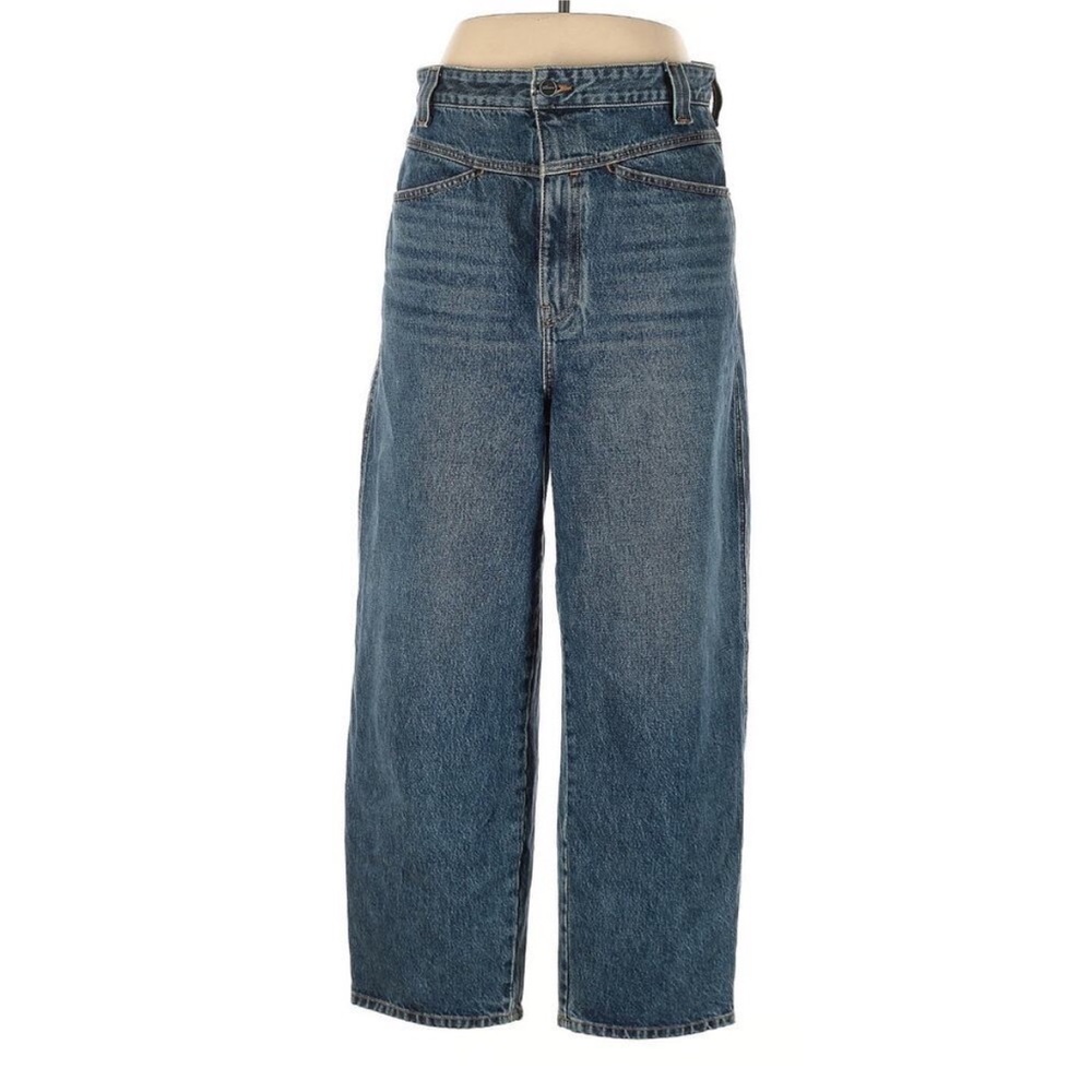 Khaite Preen Denim Pant Jeans Wide Leg Low Rise Pants 30 Banning Blue Designer